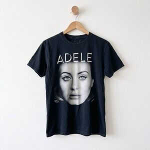 Adele Live 2016 Concert Tour Face Graphic T-Shirt Black Womens Medium Dates